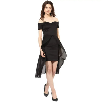 Black Off-Shoulder Bodycon Dress for Women/Girl by After Dark